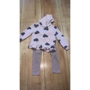 Kids‎ Headquarters Pink Heart Cloud Ruffle Hoodie Leggings Set Size 4T